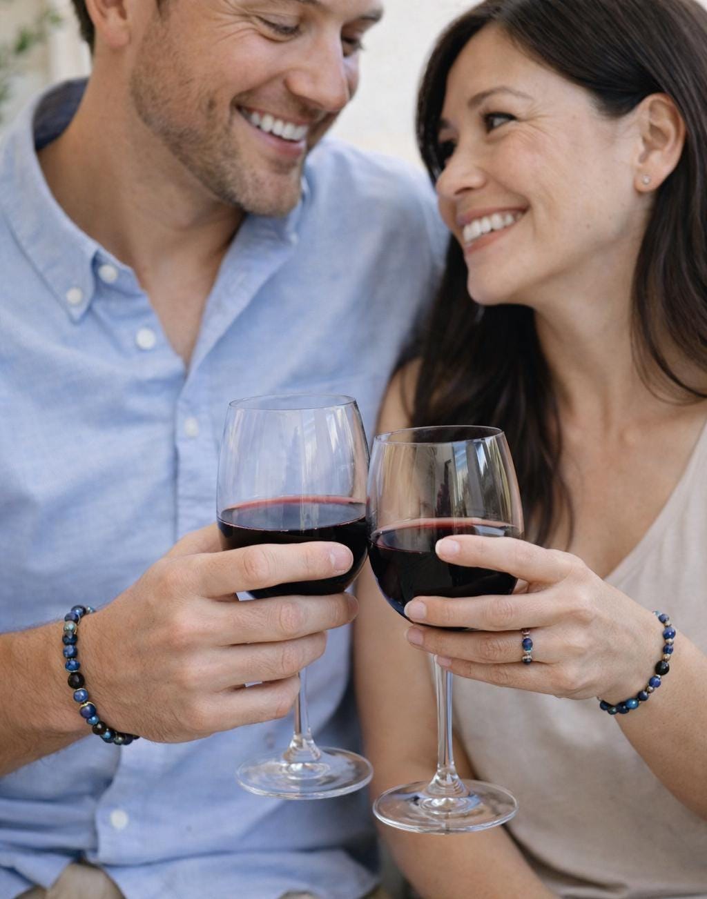 Matching Couple's Gemstone Bracelets with Aromatherapy Oil Blend