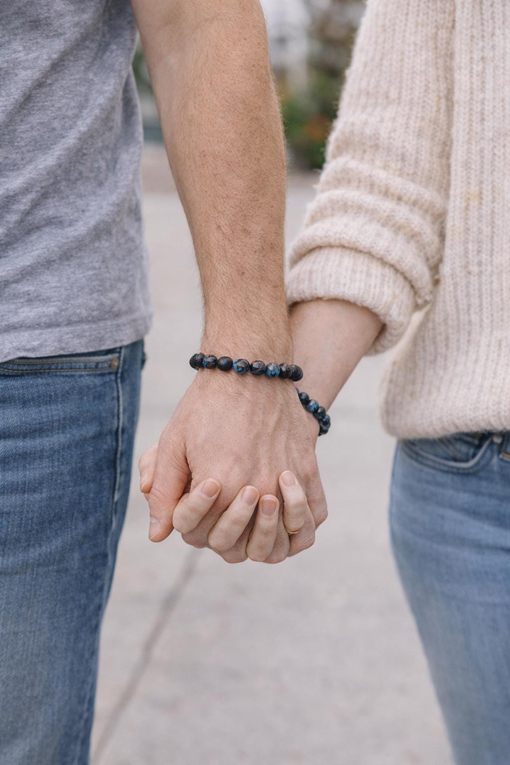 Matching Couple's Gemstone Bracelets with Aromatherapy Oil Blend