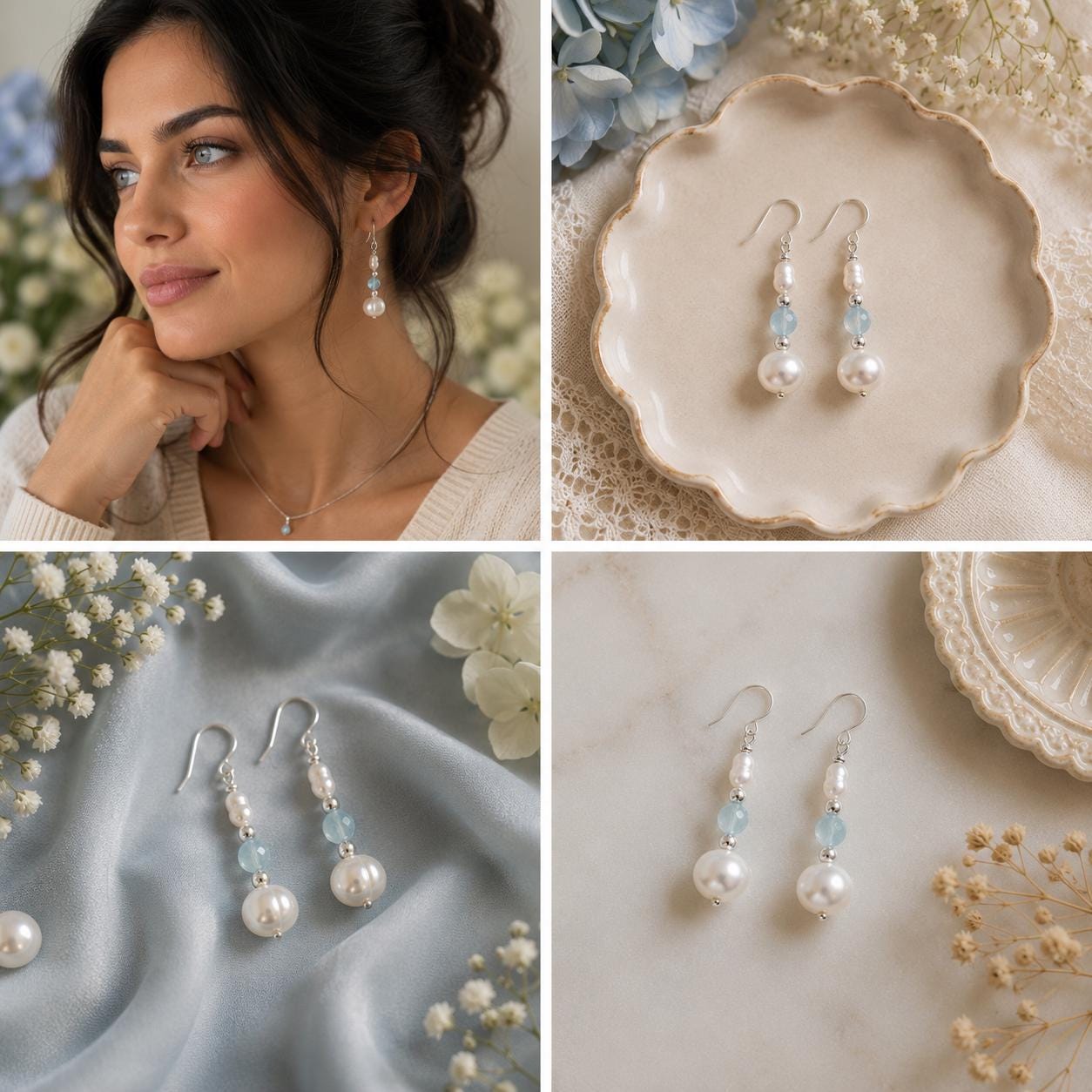 Birthstone & Freshwater Pearl Drop Earrings • Handmade Birth Month Gemstone • Personalized for Her • Bridesmaid Earrings • Birthday Gift