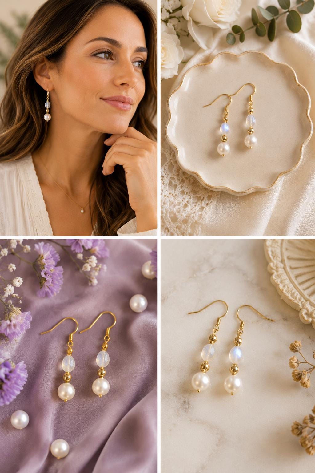 Birthstone & Freshwater Pearl Drop Earrings • Handmade Birth Month Gemstone • Personalized for Her • Bridesmaid Earrings • Birthday Gift