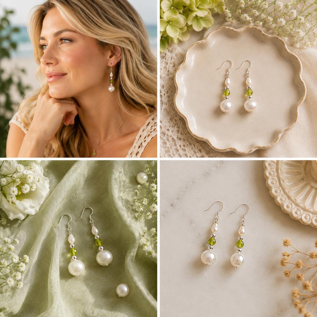 Birthstone & Freshwater Pearl Drop Earrings • Handmade Birth Month Gemstone • Personalized for Her • Bridesmaid Earrings • Birthday Gift