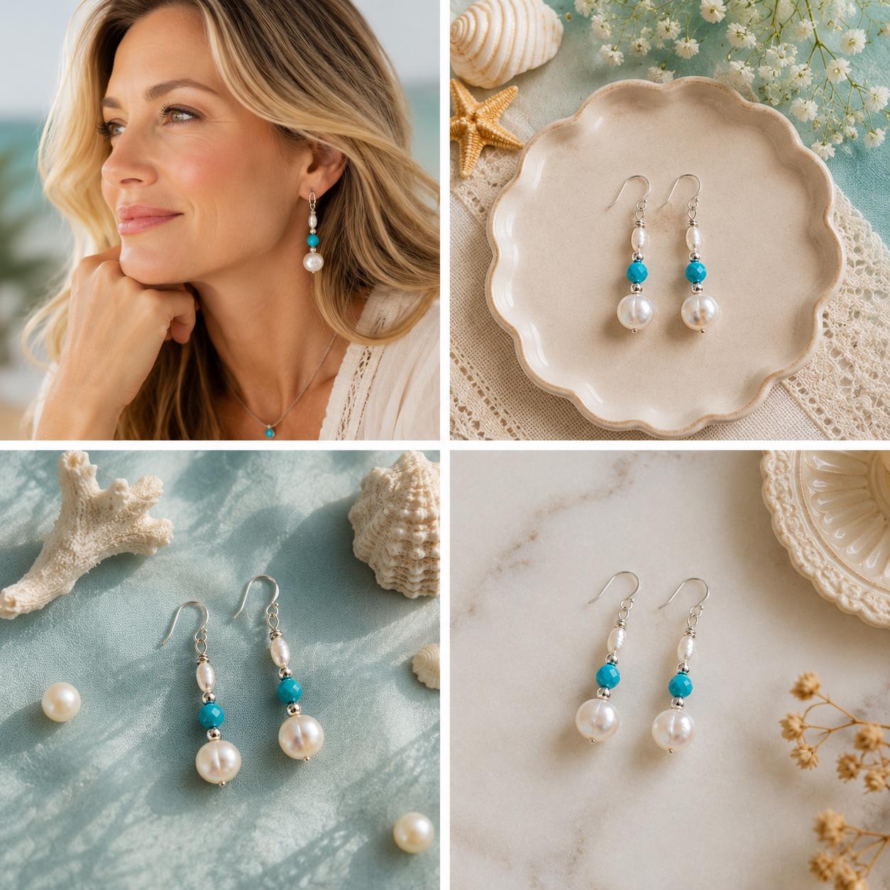 Birthstone & Freshwater Pearl Drop Earrings • Handmade Birth Month Gemstone • Personalized for Her • Bridesmaid Earrings • Birthday Gift