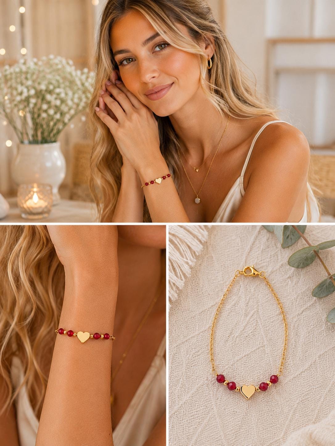 Personalized Birthstone Heart Bracelet • Dainty Birthstone Jewelry • Birthday Gift for Her • Teen Girl Gift • Gold or Silver • Handmade Gift