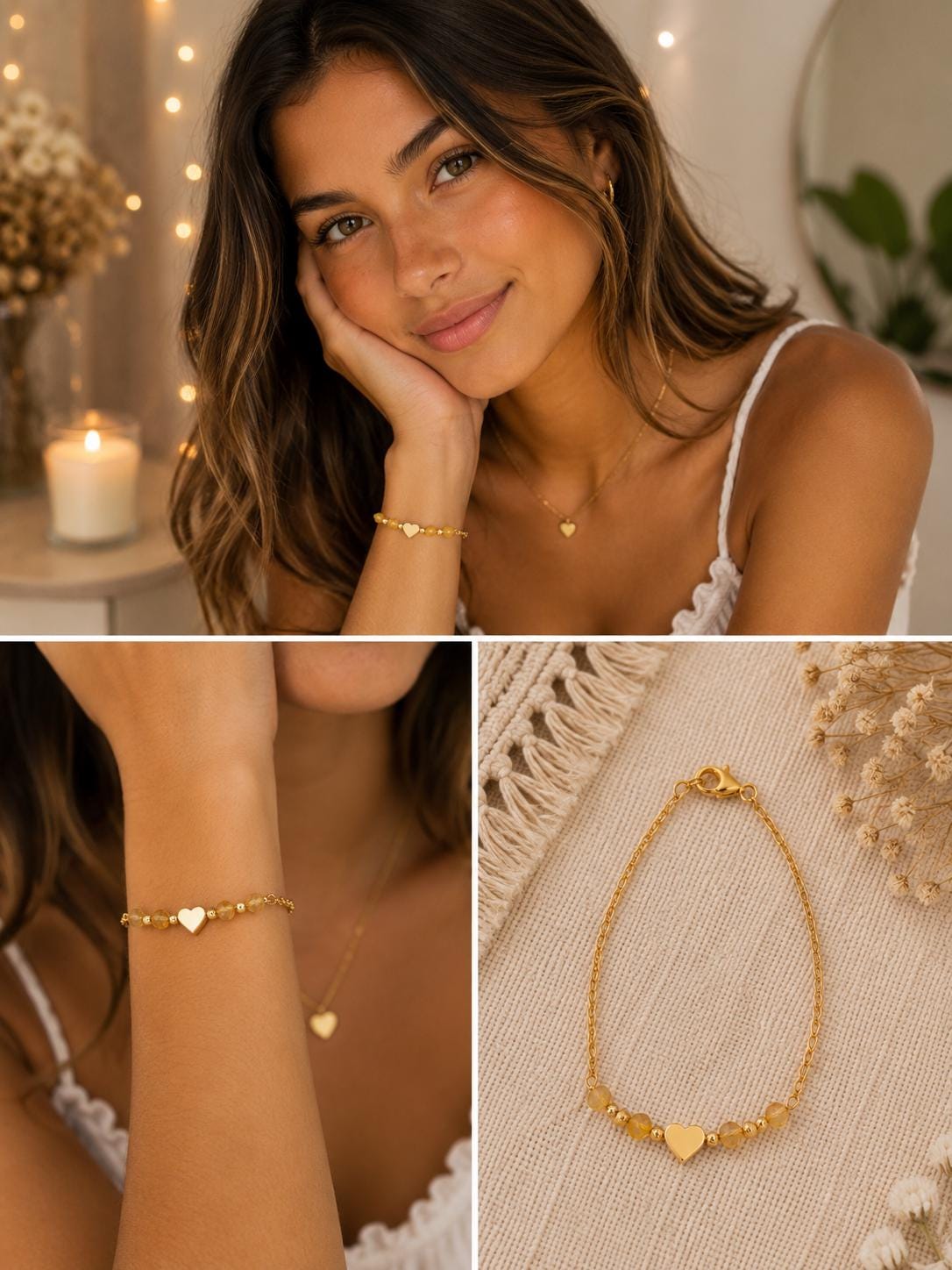 Personalized Birthstone Heart Bracelet • Dainty Birthstone Jewelry • Birthday Gift for Her • Teen Girl Gift • Gold or Silver • Handmade Gift