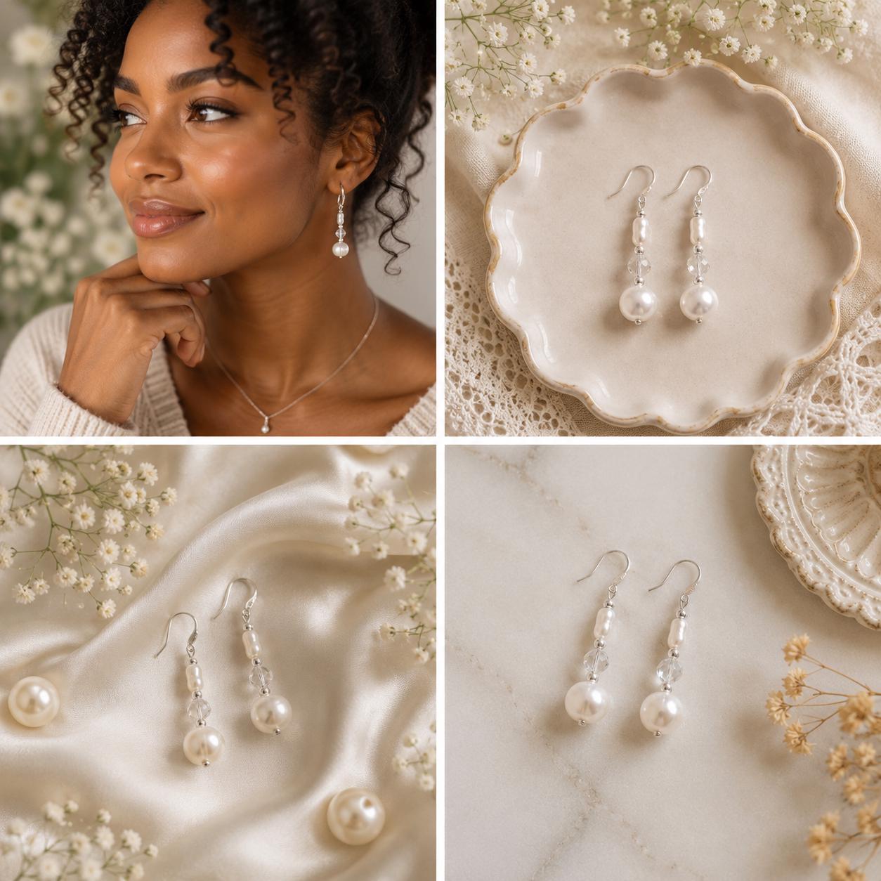 Birthstone & Freshwater Pearl Drop Earrings • Handmade Birth Month Gemstone • Personalized for Her • Bridesmaid Earrings • Birthday Gift