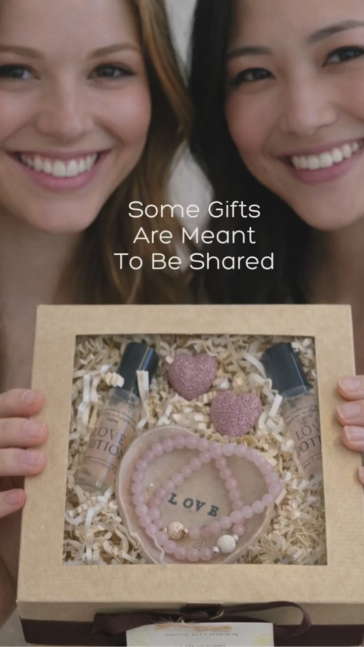Mother Daughter and Best Friend Gift Box – Matching Gemstone Bracelets and Aromatherapy Set | Love, Zen or Joy Vibe
