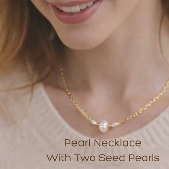 Freshwater Pearl Necklace  | Available in Two Styles | Gold  or Silver Paperclip Chain