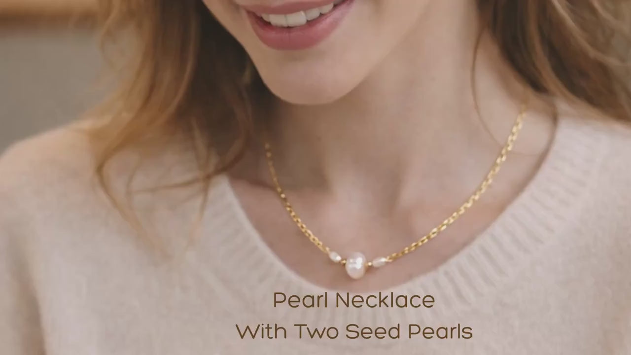 Freshwater Pearl Necklace  | Available in Two Styles | Gold  or Silver Paperclip Chain